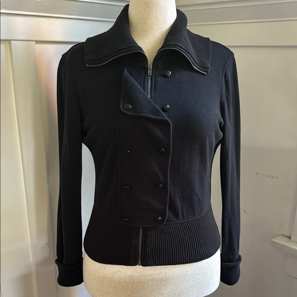 Banana Republic Stylish Black Women's Cotton Bomber Style sweater, size Med